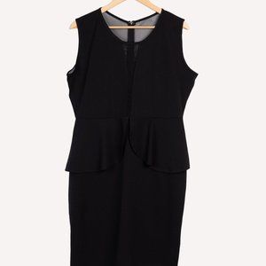 Mesh see-through sleeveless peplum dress.